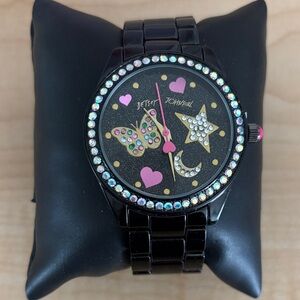 Betsey Johnson Black Watch with Rhinestones